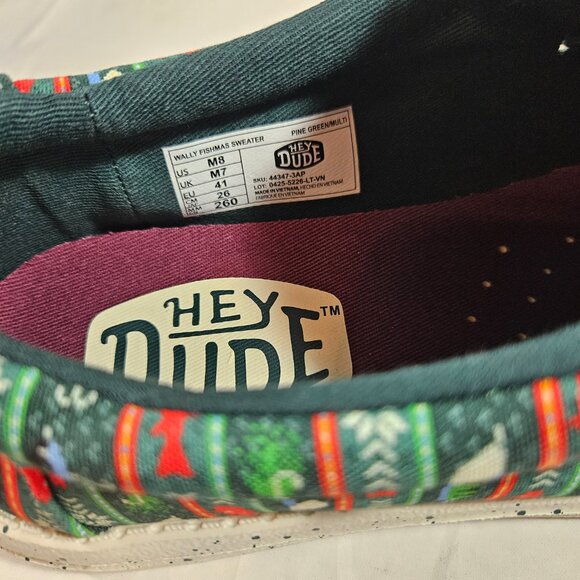 Hey Dude Wally Fishmas Sweater Shoes Men\'s Size 8 Green Multicolor 44347-3AP main image 7